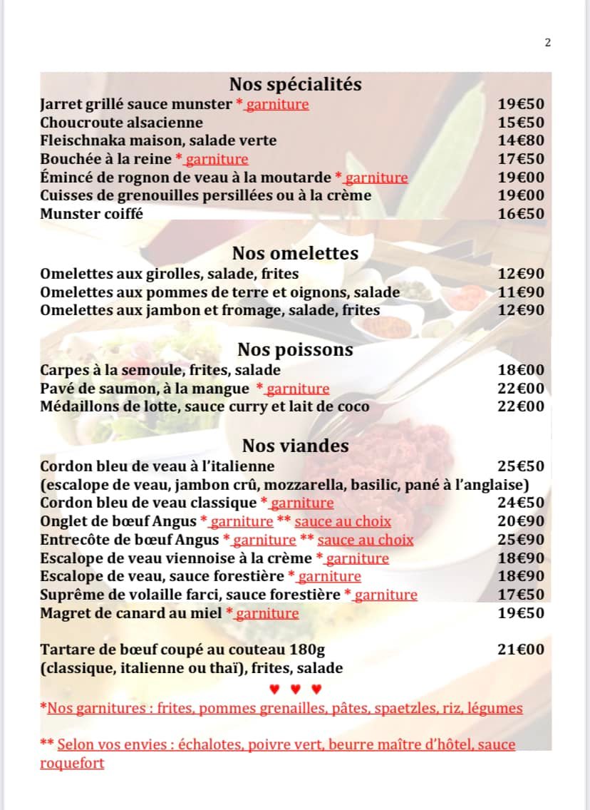 Restaurant Le Vinci - Sem. 03 omelette viandes spécialités